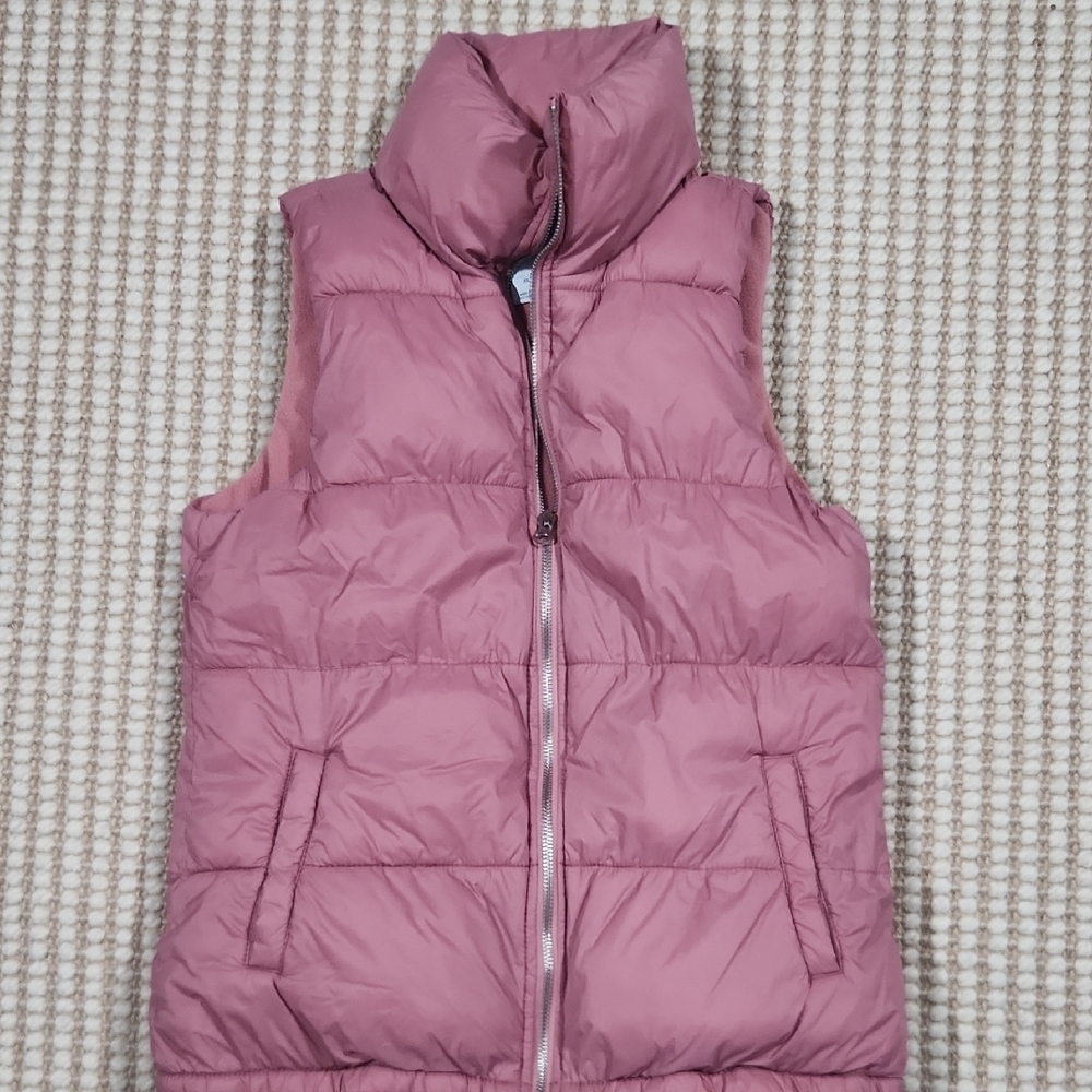 Old Navy Soft Xs Fleece Lined  Pink Puffer Zip Up Winter Vest